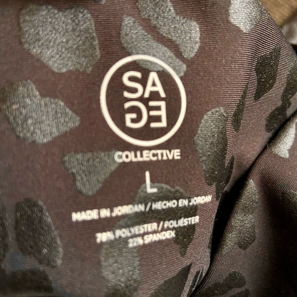 Sage Collective Leggings Size Large Black Animal Print High Waisted Activewear - Picture 2 of 7